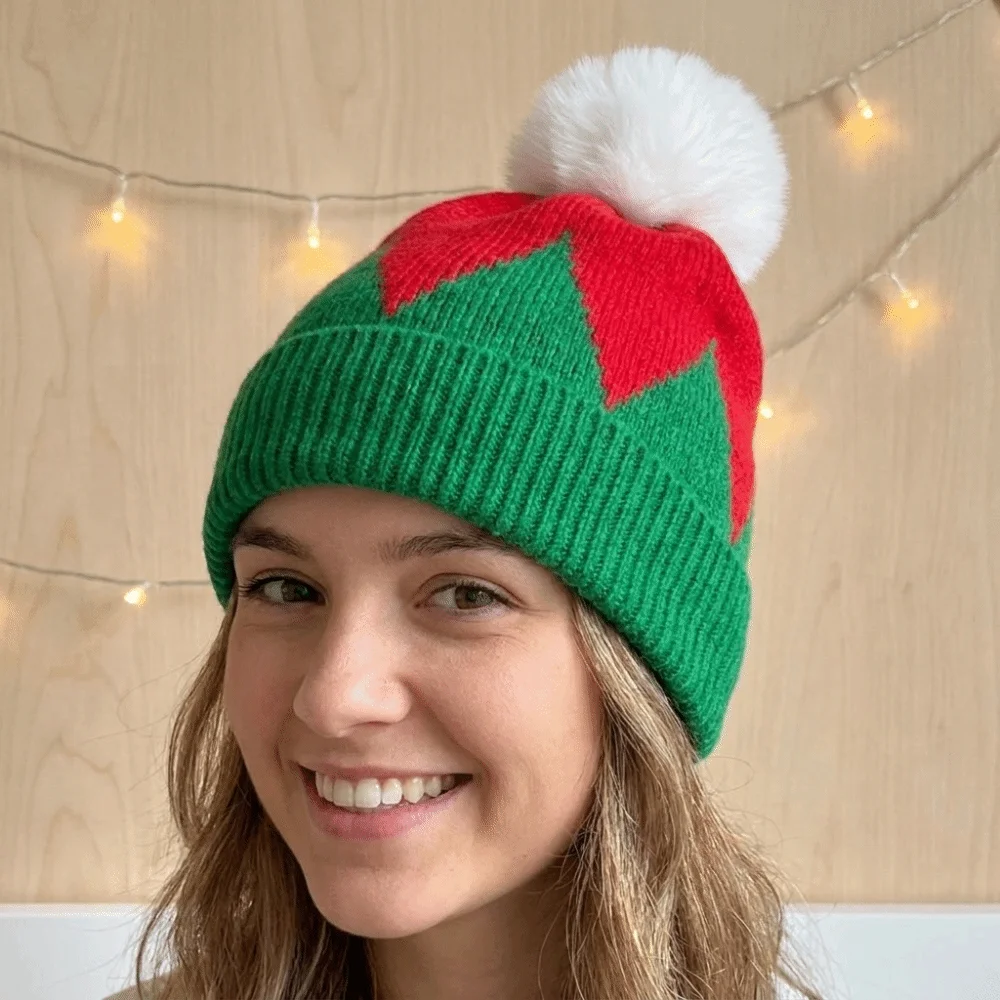 All-match Merry Christmas Hat Christmas Knitted Hat Warm Crochet Santa Beanie Hat Korean Style Woolen Hat Striped Hat Adult