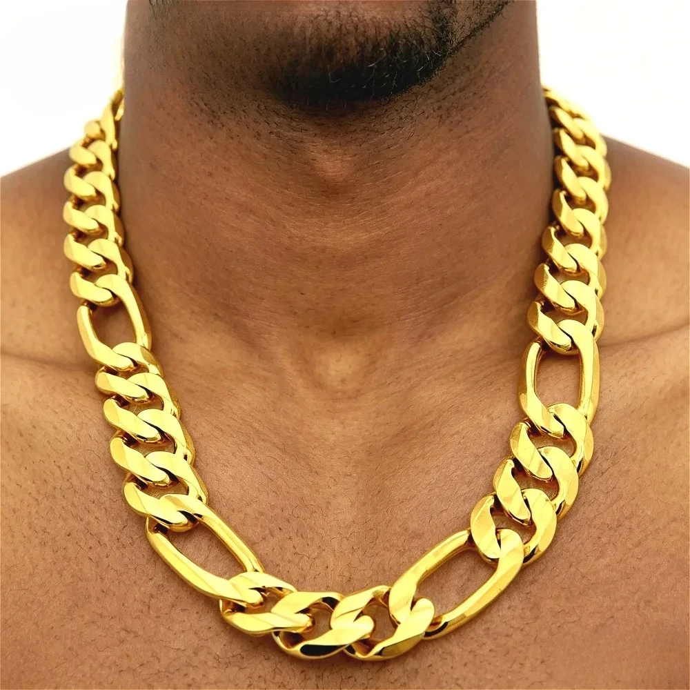 Minimalist fashion gold-plated woven 2-6mm twisted rope necklace, suitable for both men and women, 50-75 centimeters long
