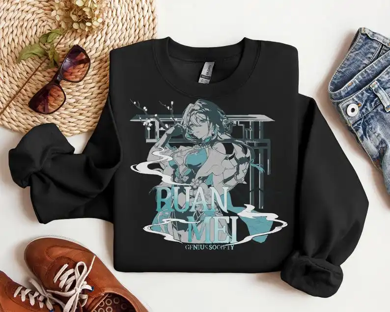 Ruan Mei Manga Monochrome Pop Art Vintage Honkai Star Rail Anime Theme Aesthetic Cozy Heavy Blend Unisex Crewneck Sweatshirt