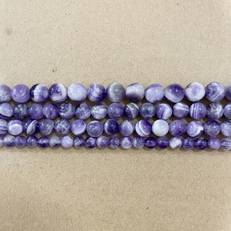 Natural Stone Dream Lace Color Purple Amethyst Crystals Round Loose Beads 15\