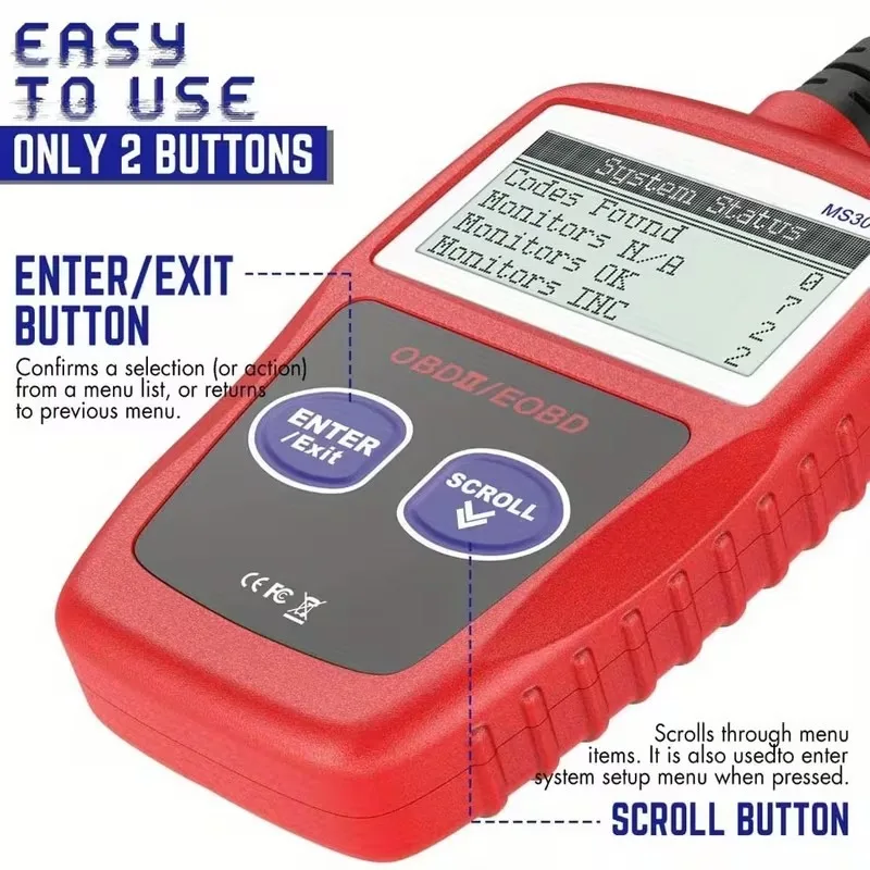 Picture 4: Advanced Car Diagnostic Tool Plus - Upgraded Ms309 Obd2 Obdii Eobd Fault Code Reader Scanner with Enhanced Error Detection