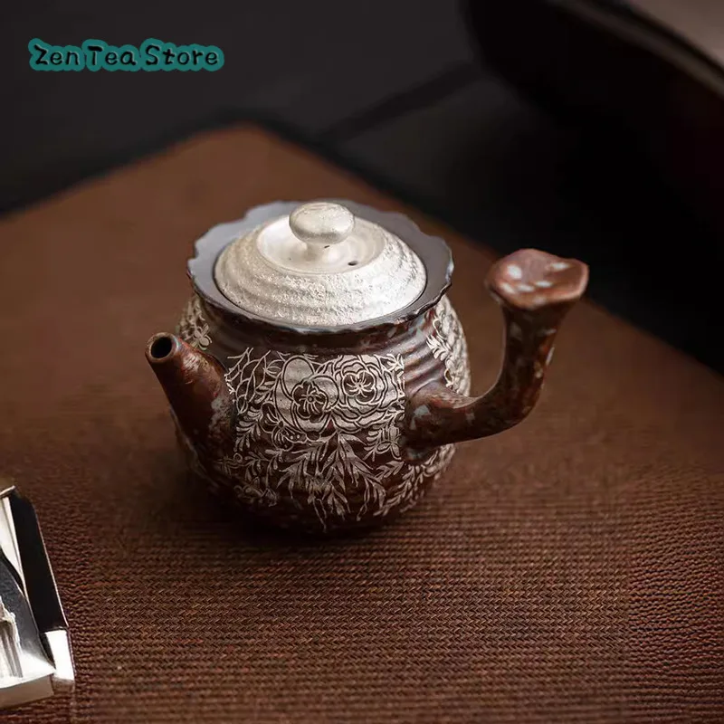 Compound Ancient Rock Clay Ceramic Side Pot High-grade Home Office Anti-ironing Teapot Single Pure Hand-made Teapot