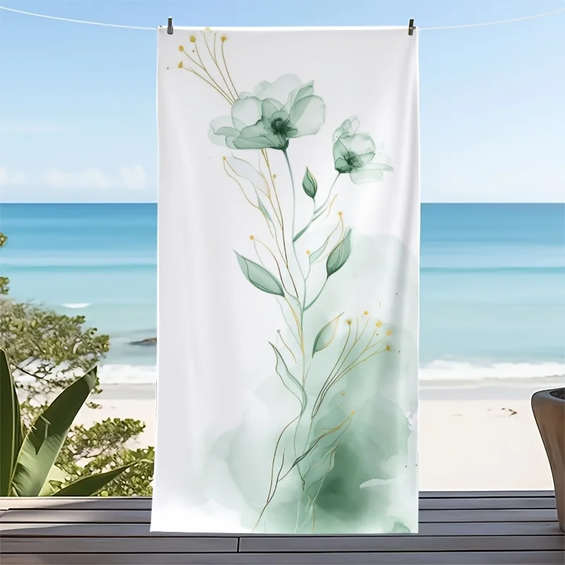Trending Zen Garden Towel Soft Large Wrap for Women Girls Summer Holiday Gift Elegant Floral Line Art Bath Blanket