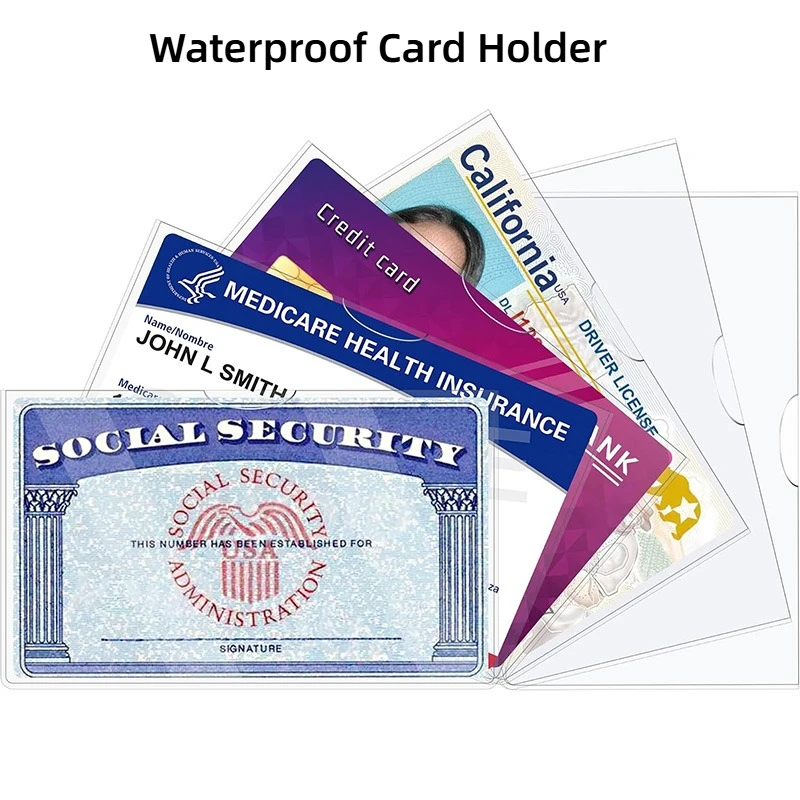 Social Security Card Protector Sleeves, Clear Waterproof Card Holders for SSN, ID, Credit Cards and Medicare Cards
