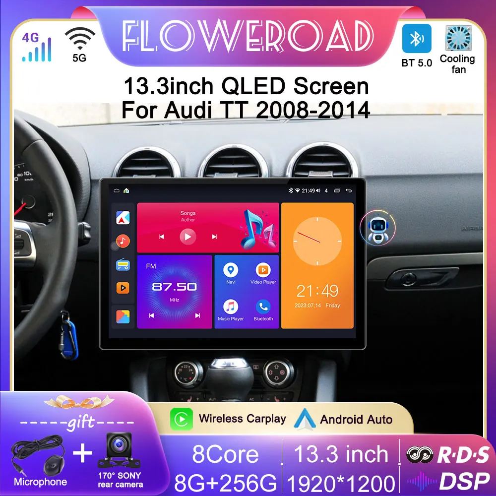 

13inch Android 13 Car Radio For Audi TT MK2 8J 2008 2010 2011 -2014 Multimedia Player GPS Navigation Wireless Carplay All in one