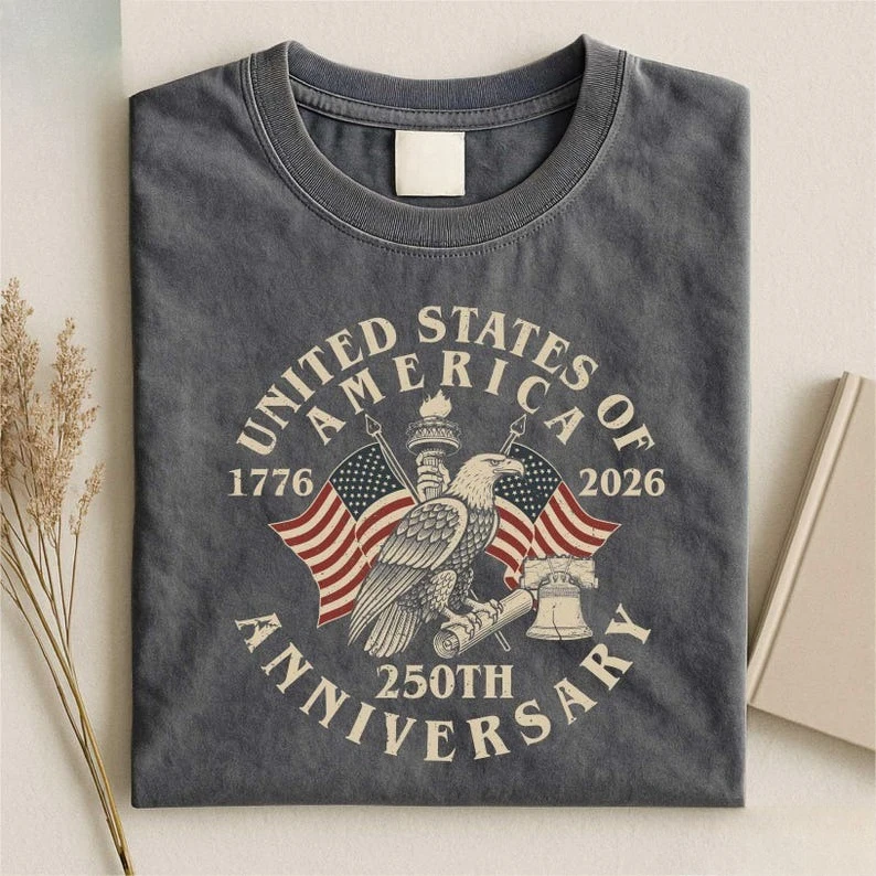 USA 250th Anniversary Vintage Shirt USA Flag Fashion Women Men T-Shirt Independence Day Cotton Tee 4th of July Patriotic Gift