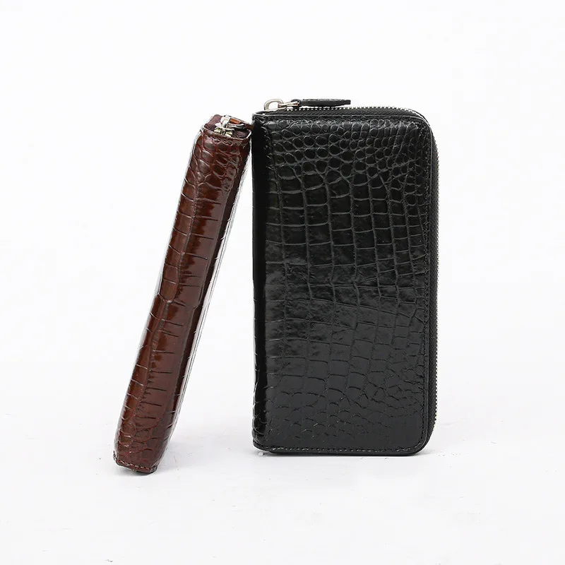 New Fashionable British Style Splice Free Crocodile Belly Leather Zipper Handbag Card Bag Medium To Long Men's Purse Men Wallets