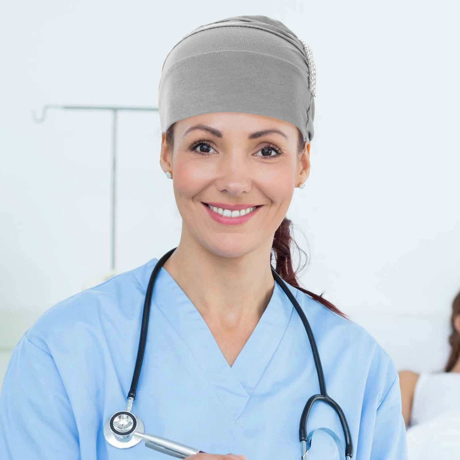 

1Pc Quality Modal Cotton Chemotherapy Hat With Imitation Pearls And Rhinestones Durable Sleep Cap Women Headband