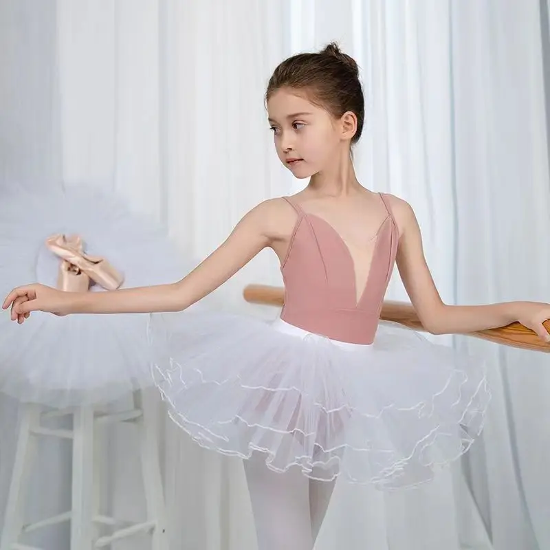 Children Ballet Leotard Tutu Dress Dancing Dancewear Strap Criss Cross Professional Dance Leotard For Girls Bodysuit