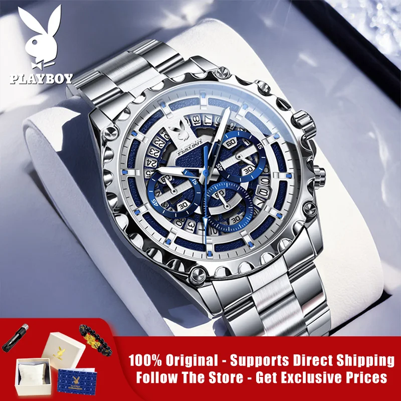 playboy-3521-brand-original-authentic-watches-for-man-luxury-gift box-steel-band-fake-hollow-fashion-quartz-men's-watch