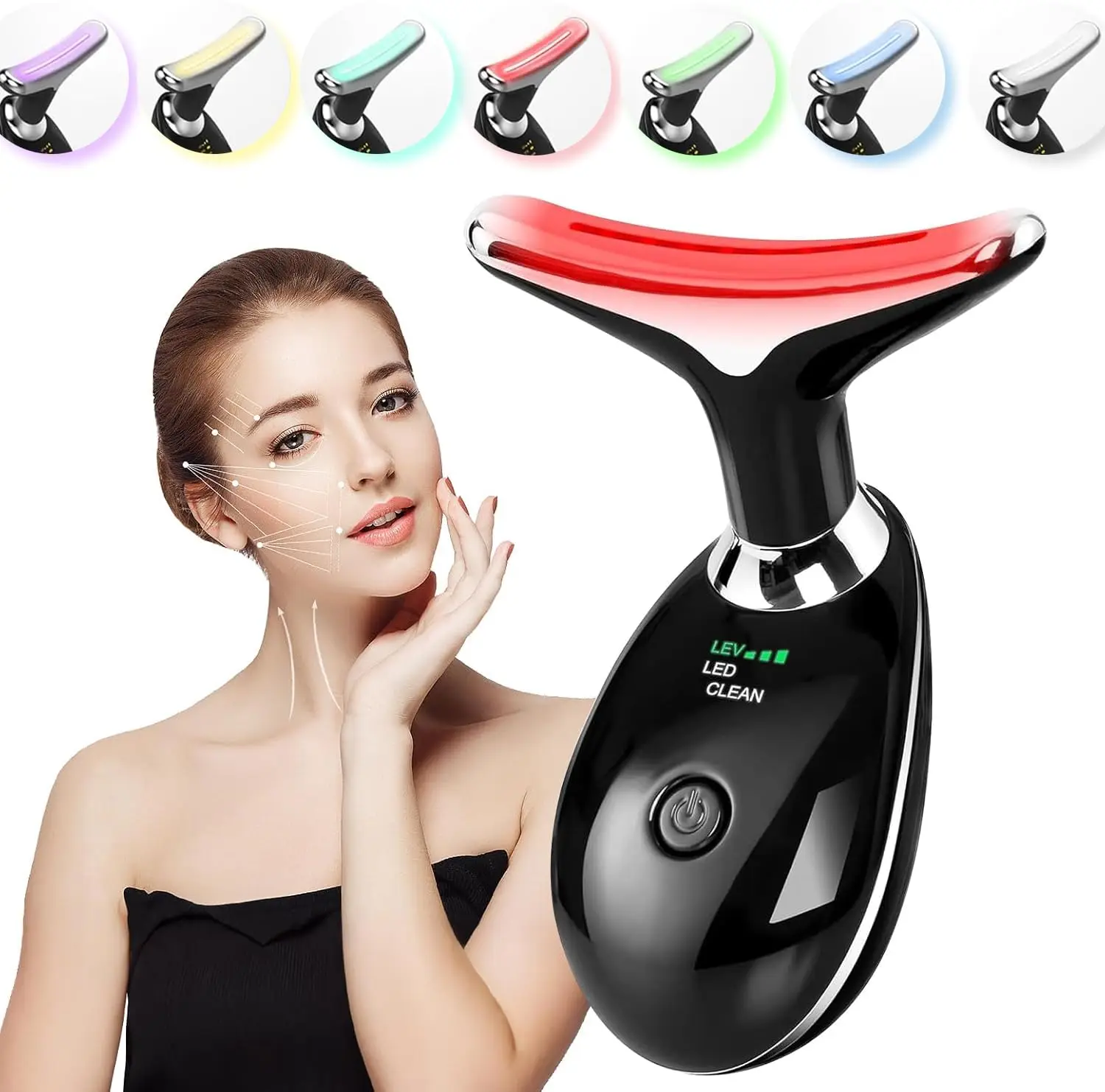 

7 Colors Anti Wrinkle Facial Massager Neck Face Beauty Device Skin Tighten Facial Lift Device Reduce Double Chin Skin Care Tool