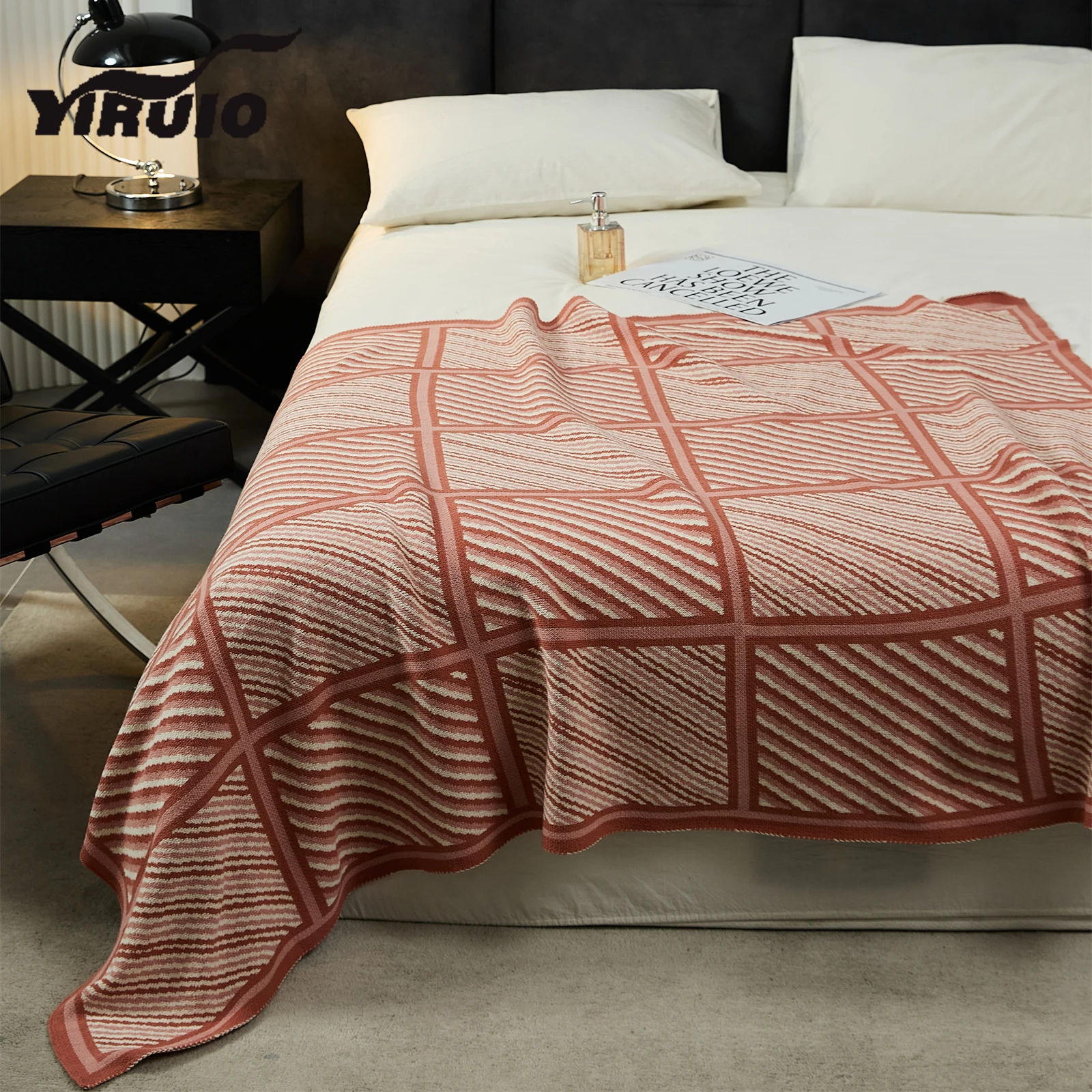 

YIRUIO Nordic Stripe Plaid Cotton Blanket Soft Travel Picnic Camping Shawl Warm Quilt Blanket Summer Office Home Sofa Blankets