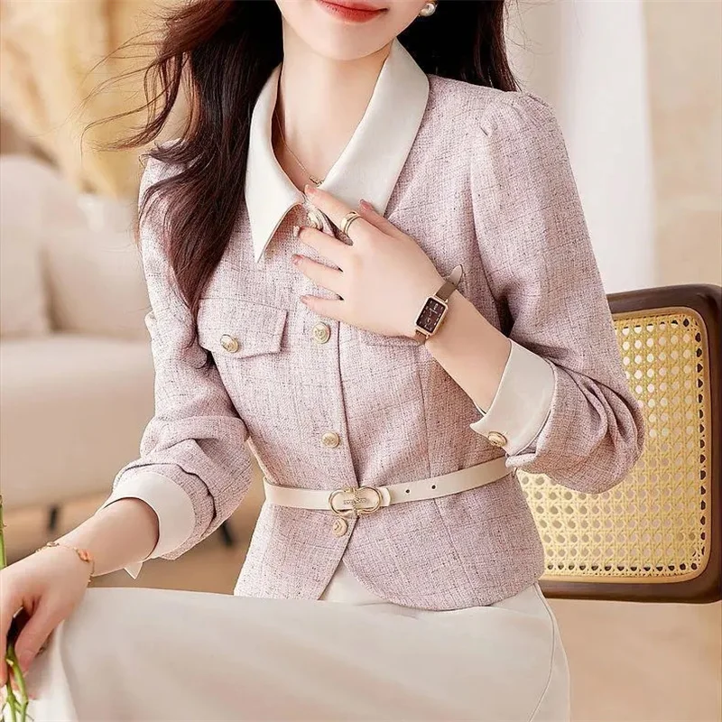 

Women's Jacket Fragrant Wind Temperament Pink Small Fragrant Wind Ladies Coat Early Autumn new Niche Autumn Clothes Outerwears