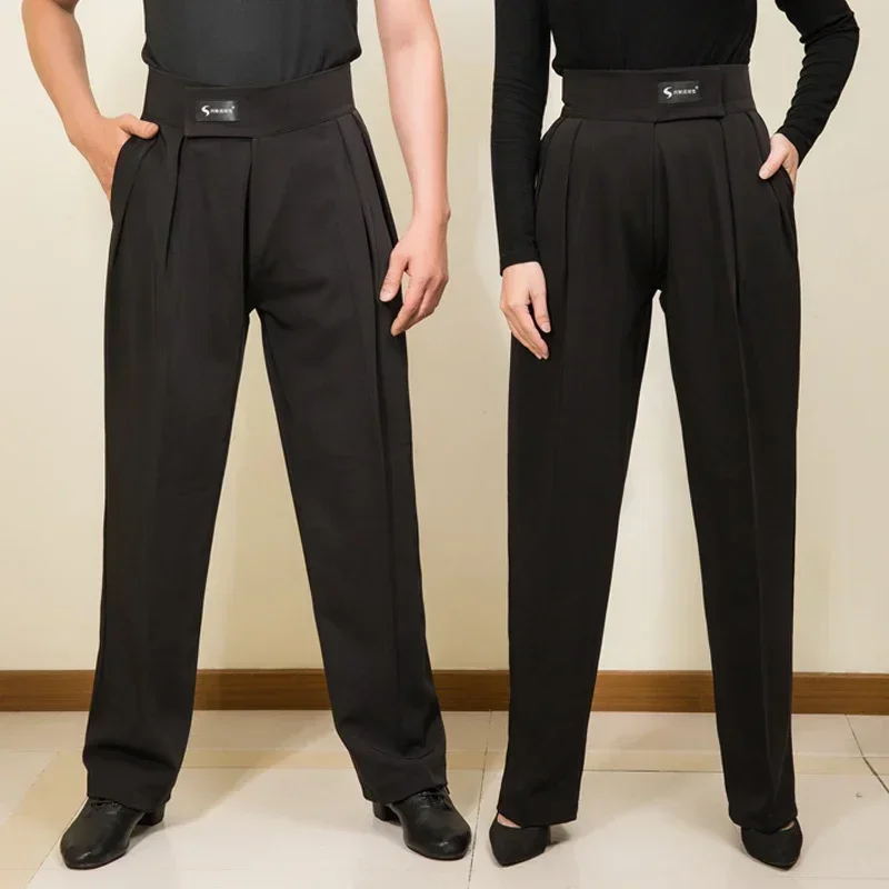 Pantalon de brevLatine Taille Haute pour Homme et Femme, Vêtement de Compétition, Salle de Bal Adulte, Cha Cha, Salsa, Valse, Noir