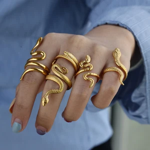 316L Gold Batty Edelstahlschlangen für Frauen Männer öffnen gotisch verstellbare Ring Ästhetische Schmuckanillos Mujer 8 Hauptverkaufsring Steel Cobra - №3