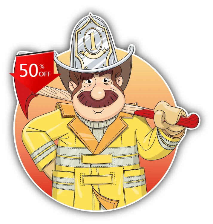 Feuerwehrmann-Cartoon, einzigartiges Auto-Laptop-Fenster-Sticker, wasserdichter Vinyl-Aufkleber, Zubehör, einzigartig, cool, Vintage, einzigartig, Vintage, niedlich