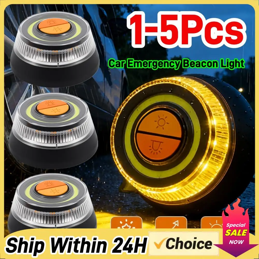 Car Emergency Beacon Light with 2 Light Modes Battery Magnetic Strobe Warning Light Sustainable Lighting Safety Signal Lamp