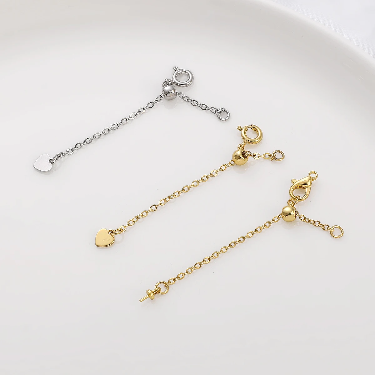 Cadenas chapadas en oro de 14 quilates, cadena extensora de pulsera de latón con colgantes y conectores para fabricación de joyas DIY