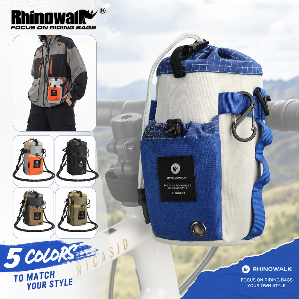 Rhinowalk Bicycle Front Water Bottle Storage Bag Cycling Handlebar Quick-Assess Opening Water Bottle Pouch Fit MTB Road Bike