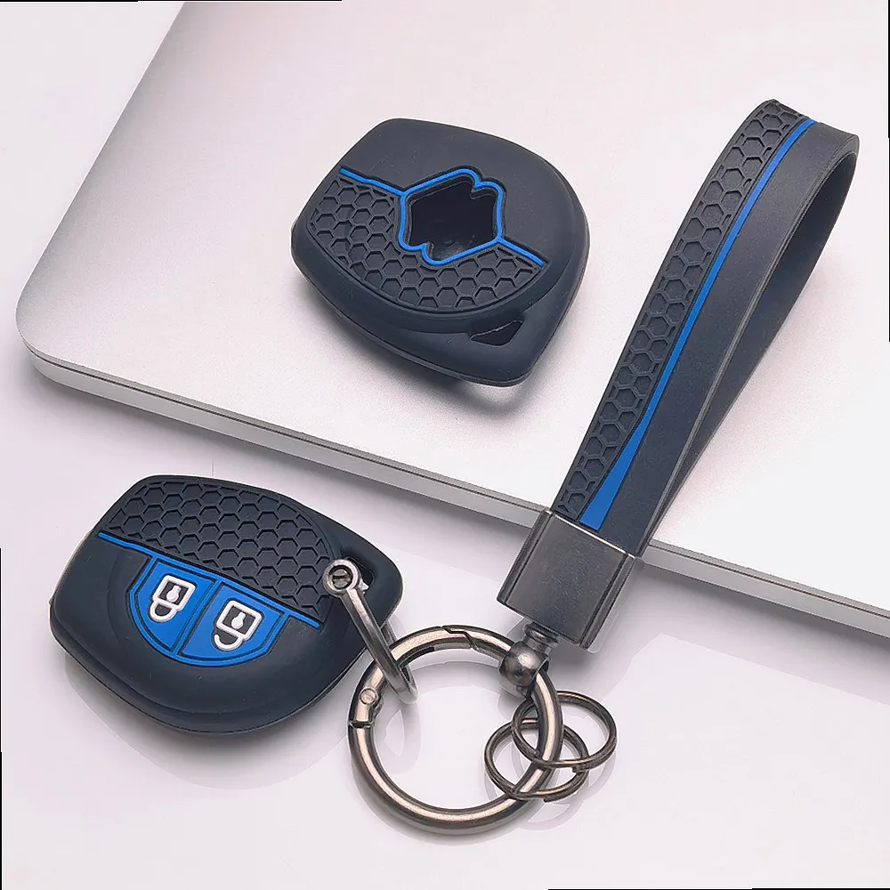 Silicone Car Key Fob Cover with Keychain for Suzuki Swift Alto Jimny SX4 Vitara Ignis Celerio 2 Button Anti Scratch Key Holder