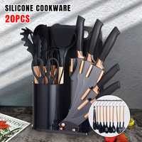 6pcs Kitchen Knife Vegetable Tomato Meat Cut Knives Fruit Knife with Non Stick Silicone Spatula Spoon Cooking Kitchenware Set