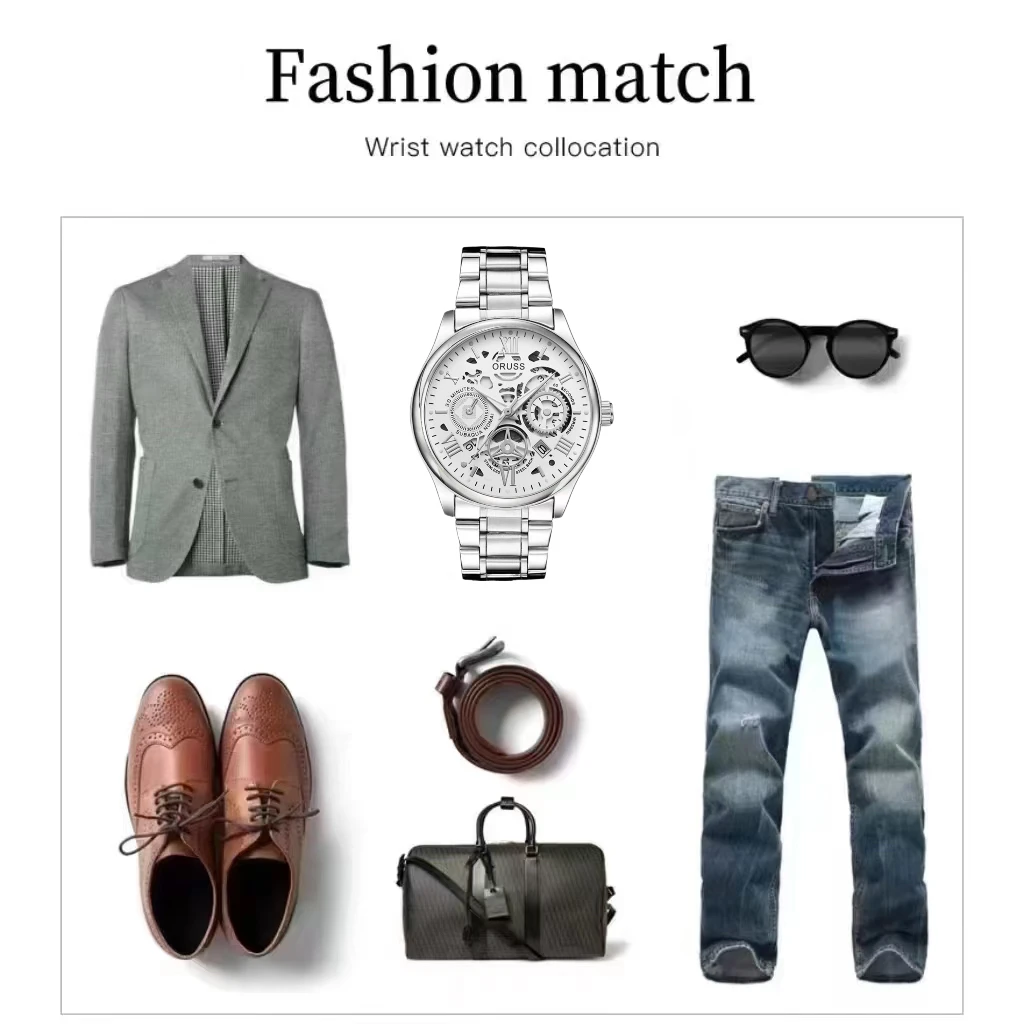 ORUSS Orologio da uomo originale al quarzo luminoso di lusso nuovo orologio da uomo per uomo Freeshiping orologi da polso alla moda in acciaio inossidabile impermeabile