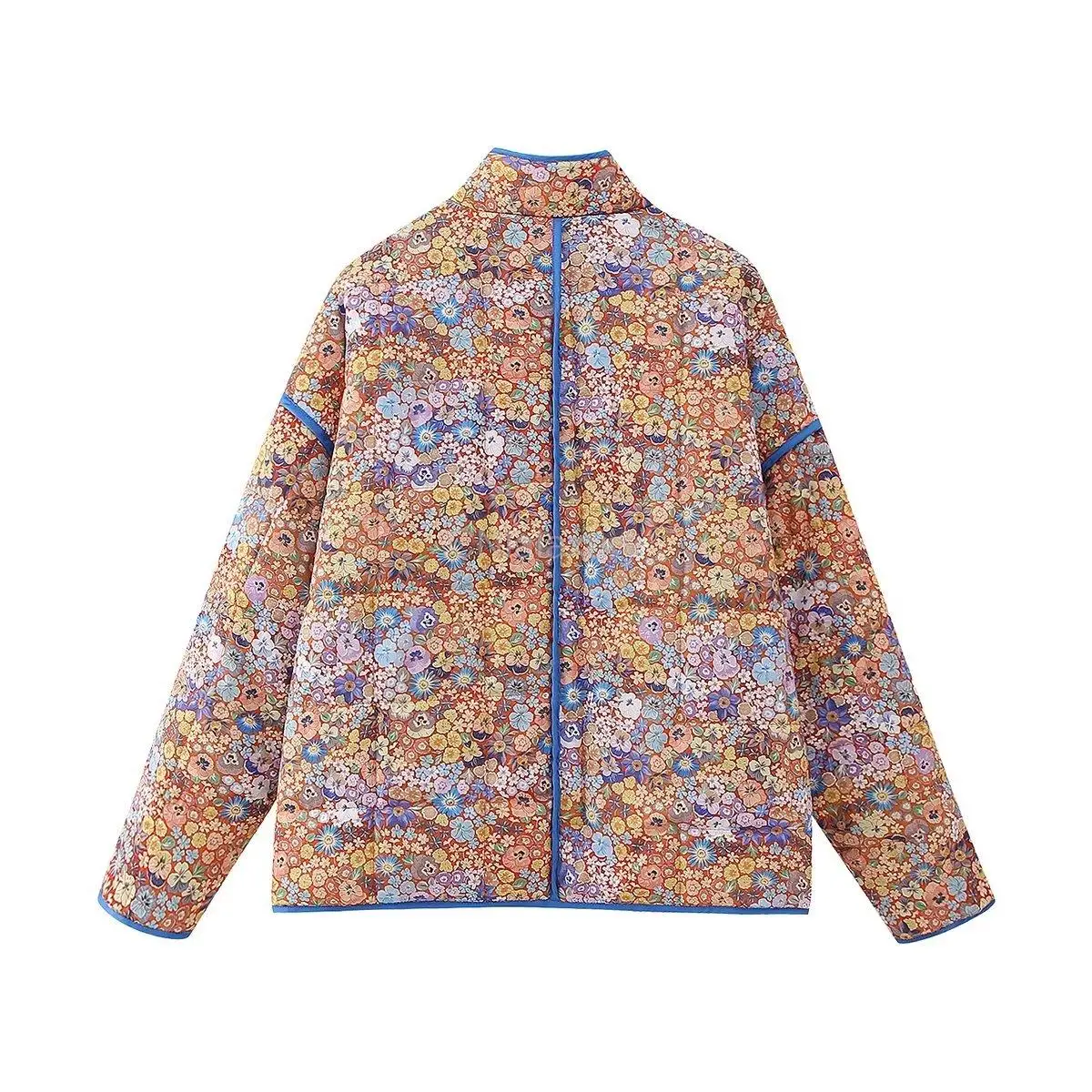 CNlalaxury 2023 Autumn Vintage Flower Printed Cotton Jacket Coat Women Long Sleeve Cardigan Coats Lady Casual Streetwear Tops