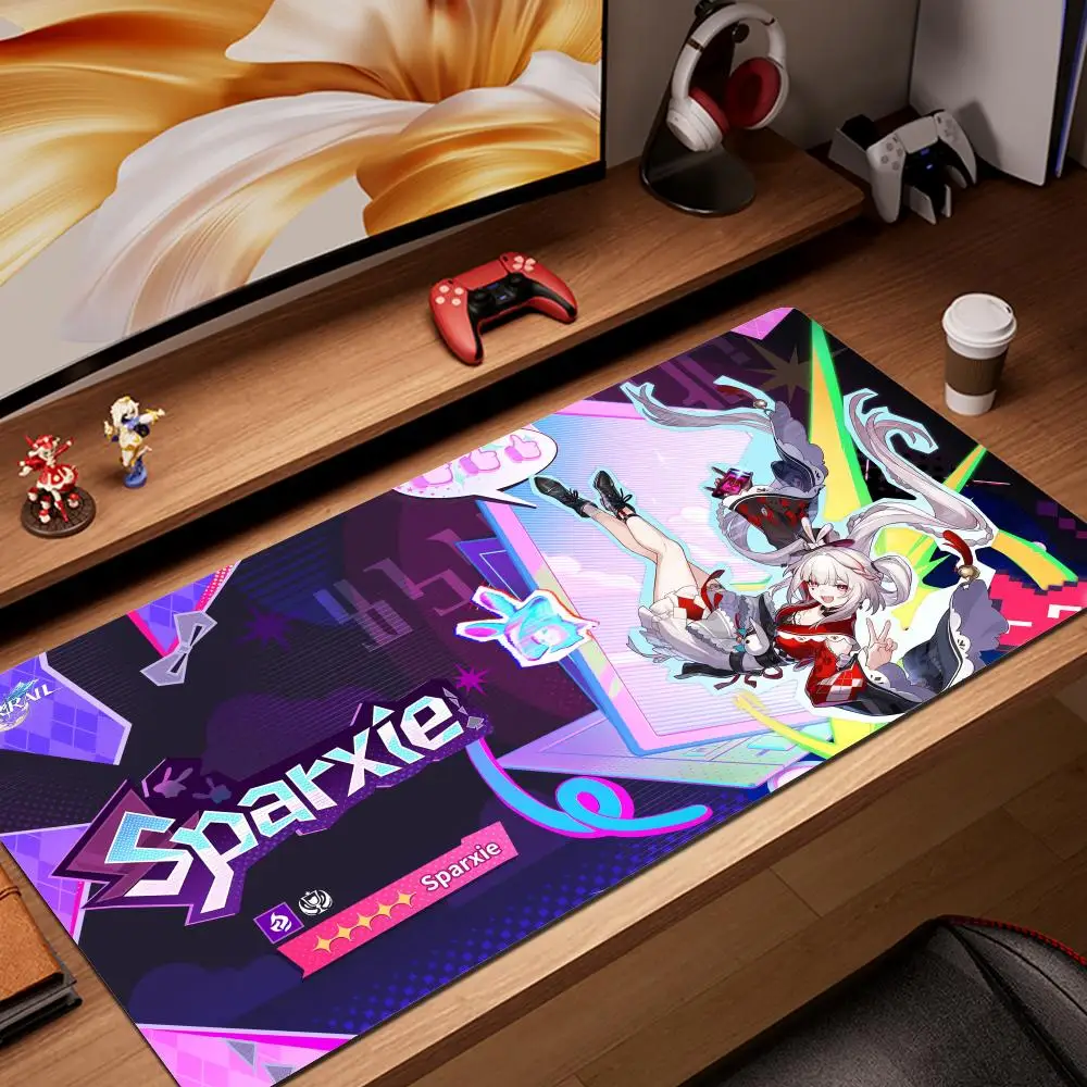 

HD Printing Kawaii Sparxie Desk Mat XXL Honkai Star Rail Rubber Mouse Pad With Lock Edge PC Office Keyboard Mousepad Writing Mat