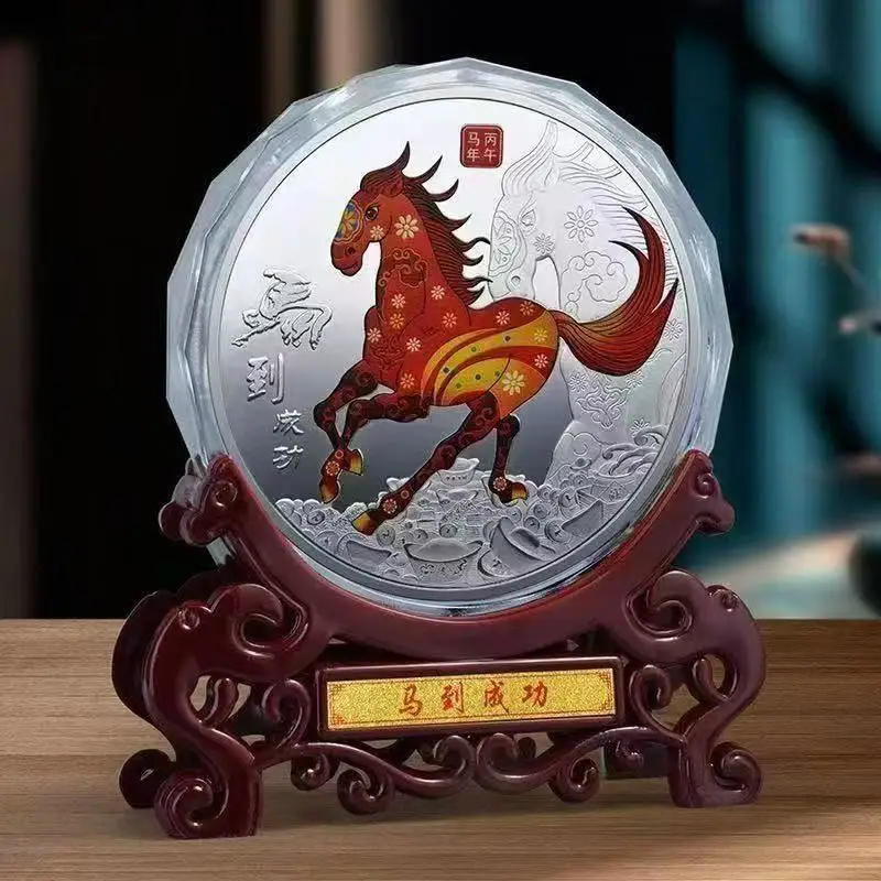 Rare 999 Shanghai Mint In color Silver Coin,horse,1kg (weight),free shipping