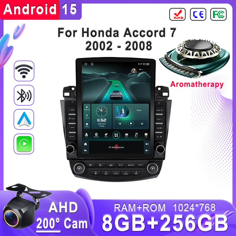 Android 16 Car For Honda Accord 7 2002 - 2008 GPS Navigation High-performance CPU DVD Player Car Stereo Head Unit Wifi Screen BT