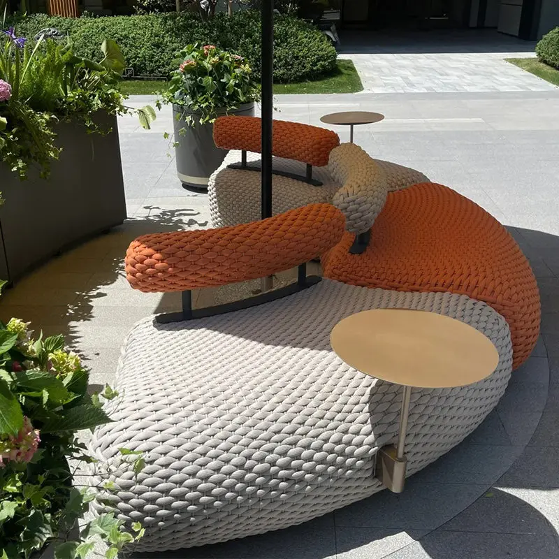 Nordic Outdoor Rattan Sofa Garden Villa Terrace Hotel Open Air Designer Sales Department Community Outdoor Furniture
