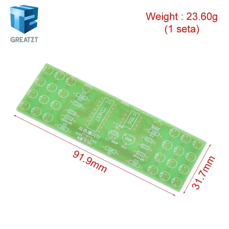 GREATZT Red Blue Double Color Flashing Lights DIY Kit Strobe NE555 + CD4017 Electronic Practice Learning Kits Suite Parts Gift