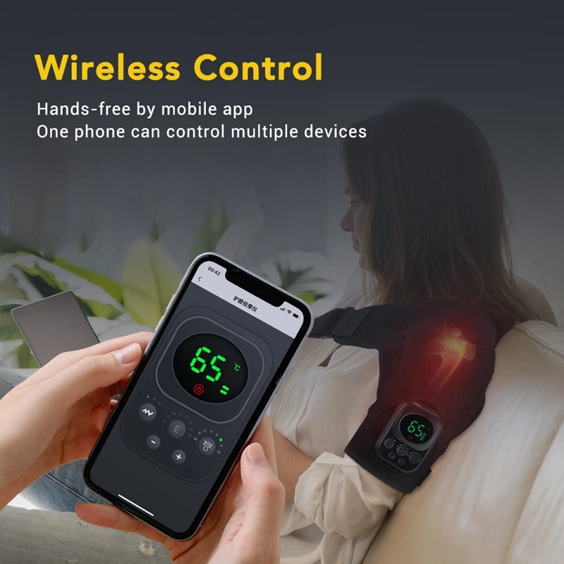 Cinta de ombro aquecida sem fio EMS aquecida ombro envoltório almofada de aquecimento de ombro com massagem massageador de ombro