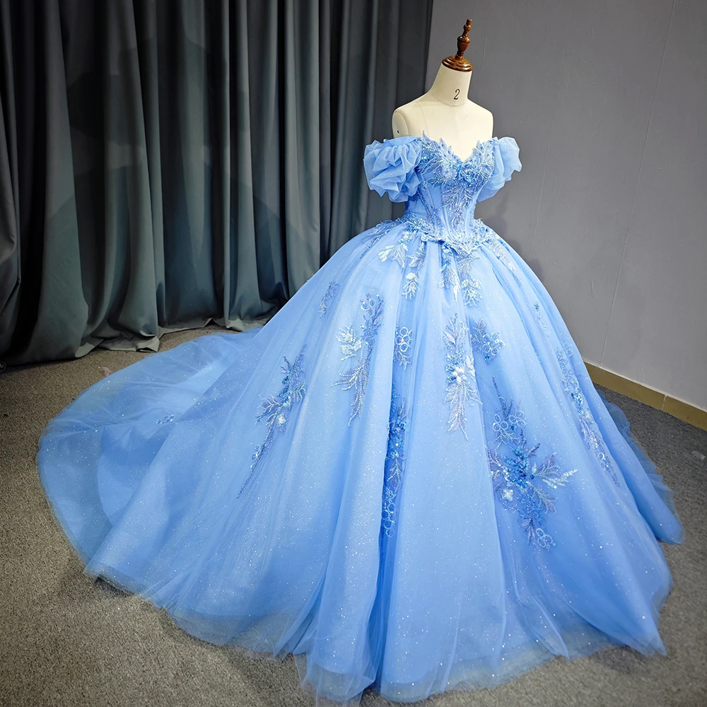 Zoete Charmante Mexico Lila Quinceanera Jurken Voor 16 Jaar Meisjes V-hals Bloemen Aangepaste 15 Party Gown Vestidos De XV Años