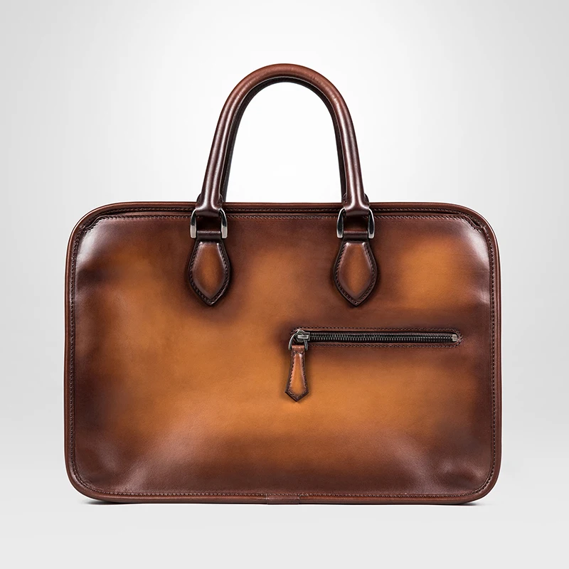 DIMY 2025 men's new business briefcase men's leather high-end luxury handmade retro computer handbag shoulder bag men's bag