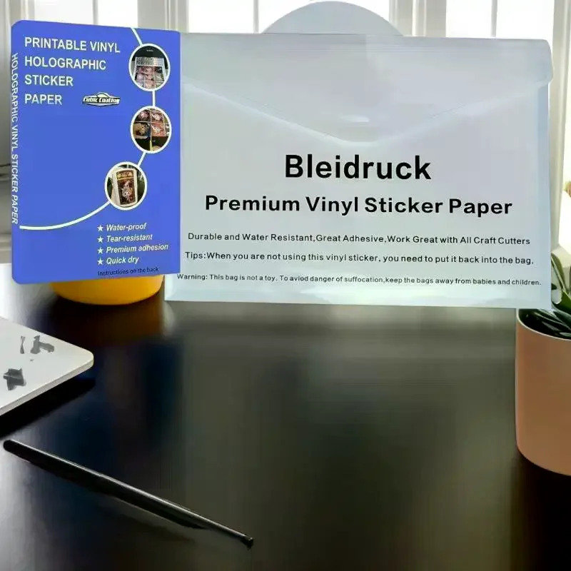 5pcs Holographic Sticker Paper Clear Vinyl Self-Adhesive Waterproof Transparent Cold Laminating Film for DIY Crafts