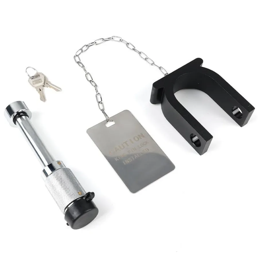

5th Wheel Trailer Lock, Includes Warning Tag and Two Keys, Universal Fit for 2-Inch King Pin, Ideal for RVs and Semi Trailers B