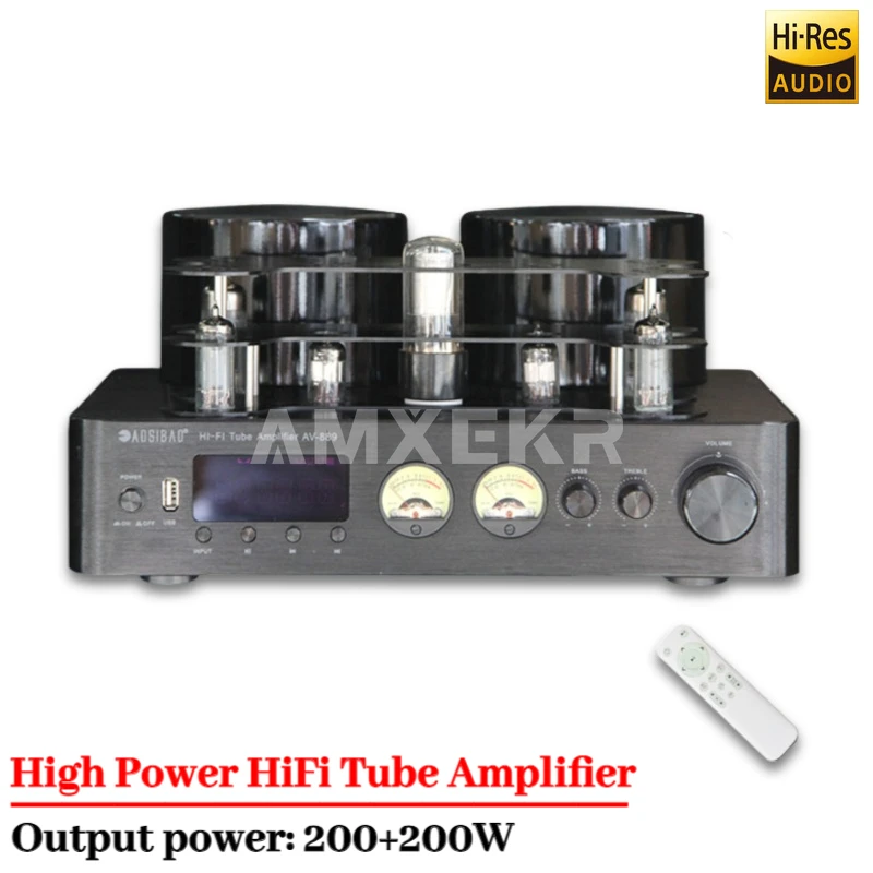 

AOSIBAO Tube Amplifier HiFi High Power Amplifier Bluetooth High and Low Bass with Remote Control VU Meter Audio Amplifier