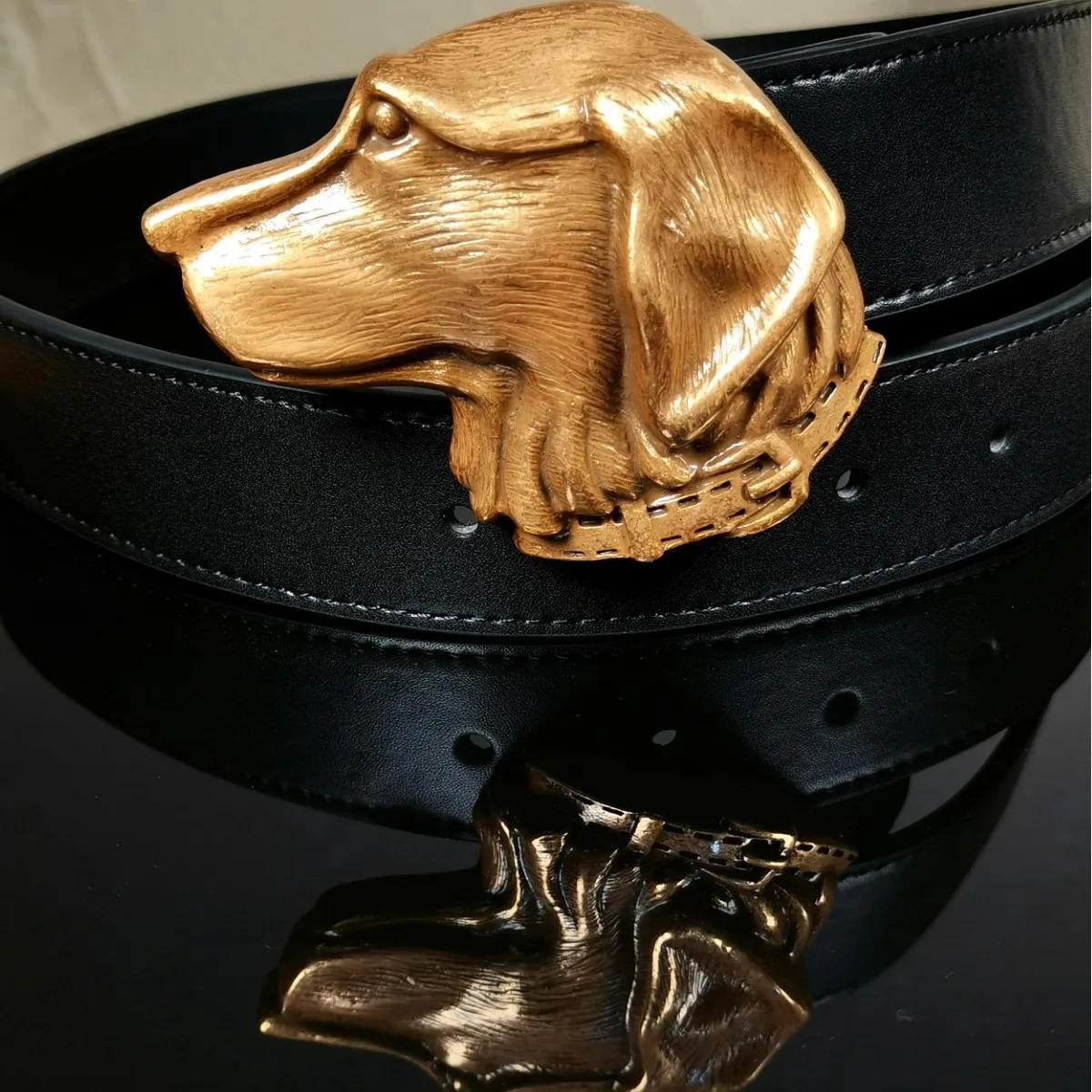 

2026 New Original Design Golden Dog Leather Belt High Quality Personalized Fashion Women's Dress Belt Designer Belt