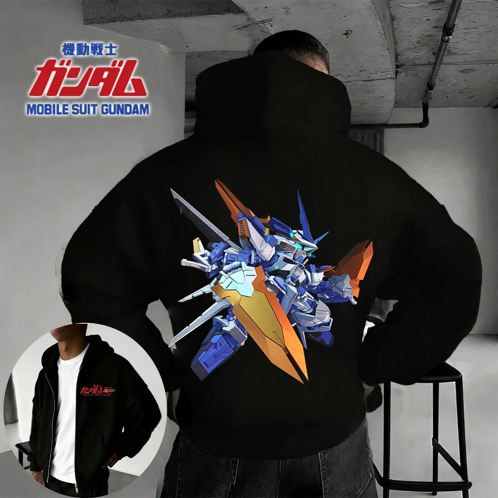 

The 2025 Autumn/winter New Gundam Series Anime Clothing Pattern Printed Pure Cotton 100% Super Large Casual Zipper Hoodie