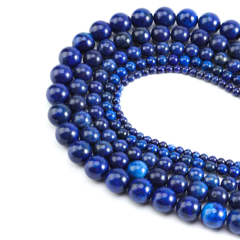 Natural Stone Beads Lapis Lazuli Round Loose Stone Beads For Jewelry Making DIY Bracelets Earrings Accessories 15'' 6/8/10mm