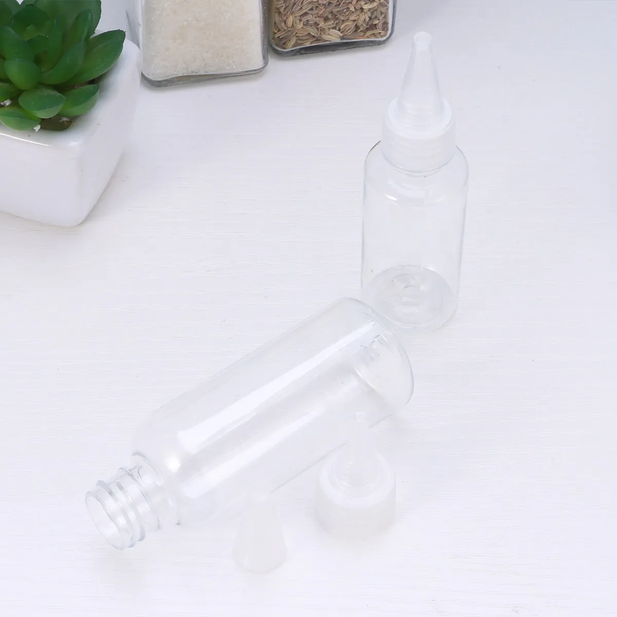 Juego de botellas de plástico transparente PP, botellas de almacenamiento para el hogar, cocina, aderezo para ensalada, crema, salsa de tomate, 30Ml, 60Ml, Color aleatorio, 6 uds.
