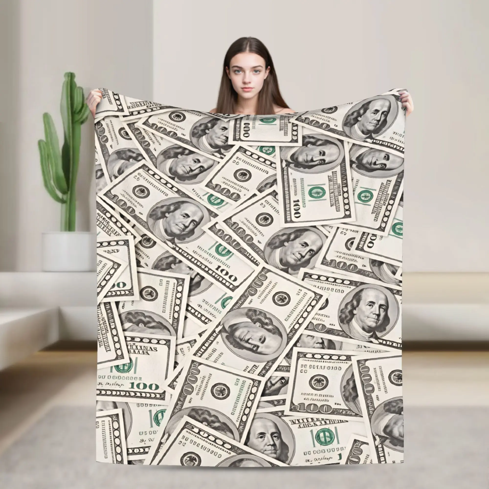 One Hundred Dollar Bills Blanket Warm Soft  Throw Blanket Autumn Adults Child Living Room Picnic Bedspread