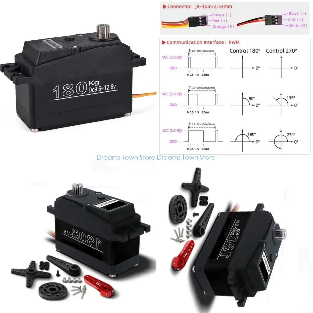 HX6A Profissional 180kg Proinomless Servo Remote Digital Servo 12V 180/270 Grau Torques High Torques servo para 1/5 carro