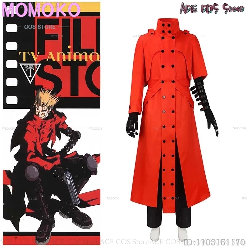 Anime Toraigan Vash the Stampede Costume Cosplay Cappotto da uomo Giacca uniforme Pantaloni OVA Outfit Halloween Party Travestimento