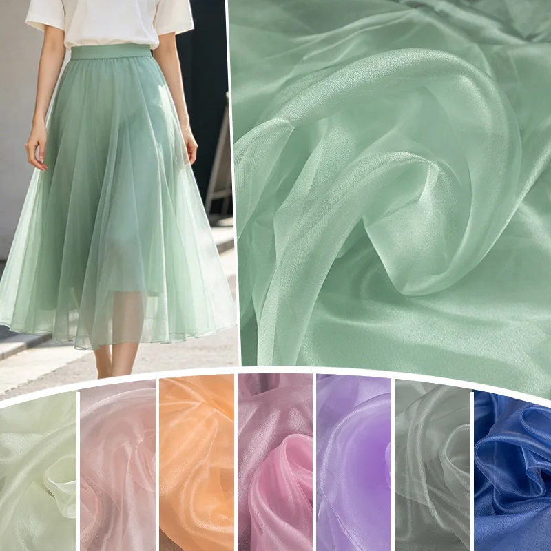300/500cm Translucent Phantom Organza Fabric Silky for Clothing Dresses Sewing Fashion Designer Tulle Textile Soft Skin-friendly