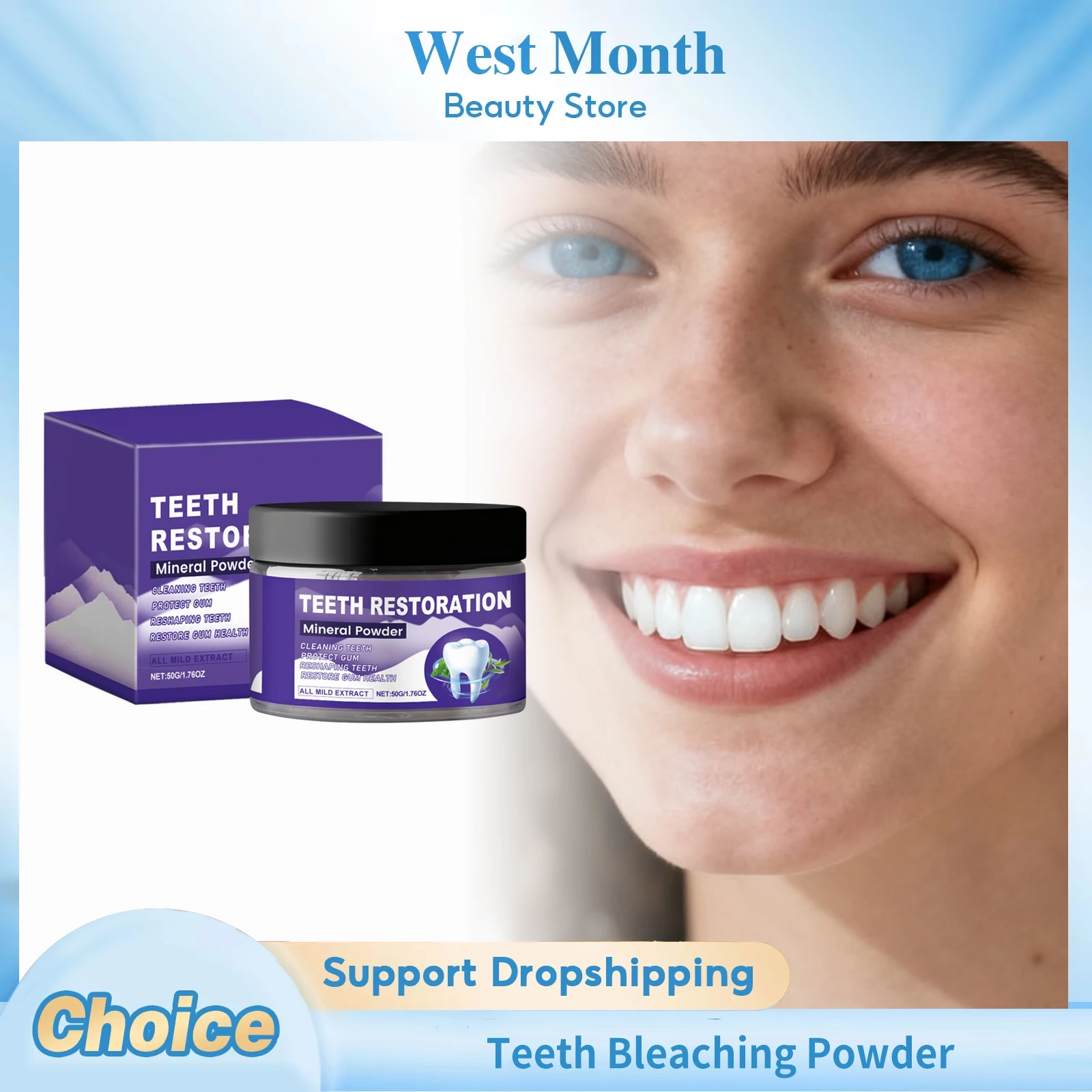 

Teeth Bleaching Powder Brightening Remove Dental Stains Daily Cleansing Gum Protection Remove Bad Breath Whitening Teeth Powder