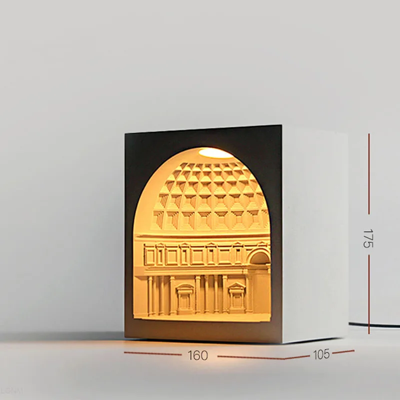 Imagem -04 - Pantheon-architectural Cimento Table Lamp Nordic Art Decoração Lâmpadas de Cabeceira Led Night Light Designer