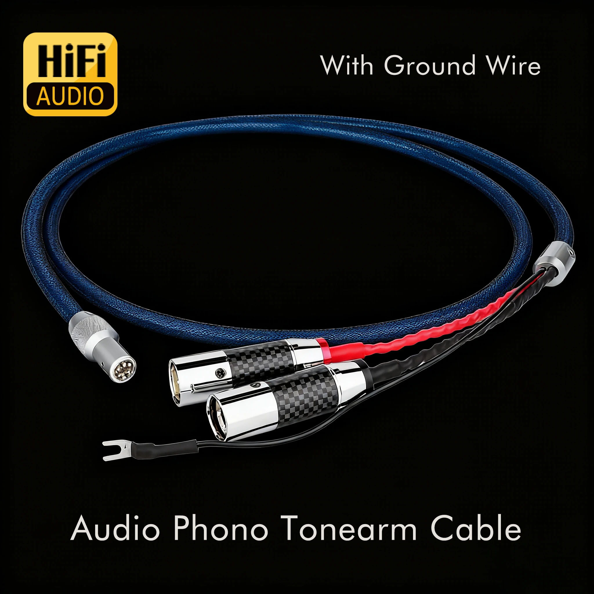 6N OFC Silver Shield Recored Cable Phono Line With Ground Wire 5 Pins DIN to XLR Male Audio Turntable Tonearm Balanced Cable