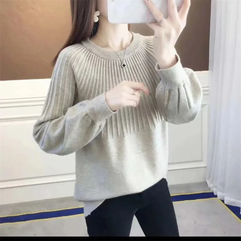 2024 New-coming Autumn Winter Tops O-Neck Pullovers Sweaters Primer shirt long sleeve Short Korean Slim-fit tight sweater